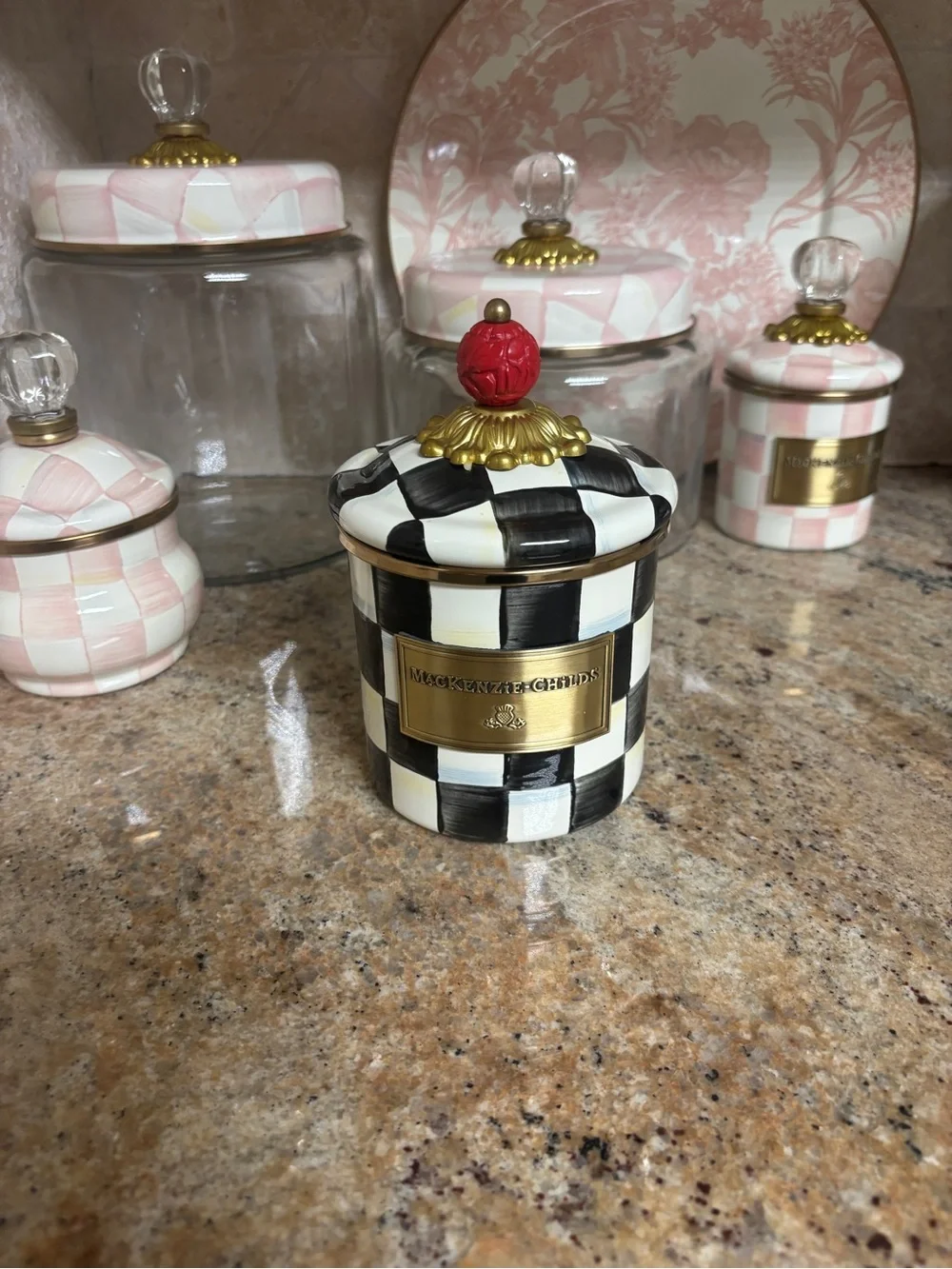 NEW! Mackenzie-Childs Courtly Check Demi Canister